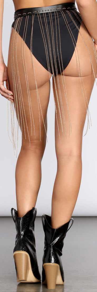 Ride On 'Till Dawn Gold Fringe Belt is a trendy pick to create 2023 festival outfits, festival dresses, outfits for concerts or raves, and complete your best party outfits!