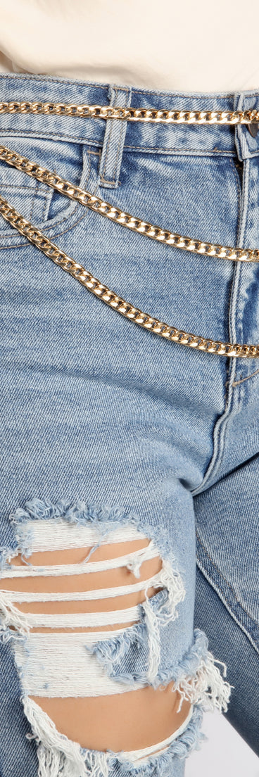 Girl Is Glam Rhinestone O-Ring Chain-link Belt for 2022 festival outfits, festival dress, outfits for raves, concert outfits, and/or club outfits