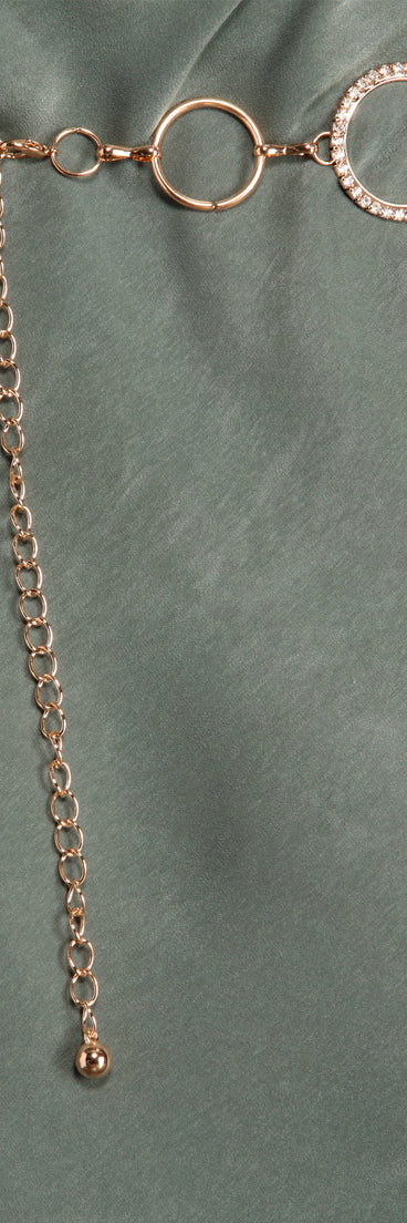 Hey Baybay Rhinestone O-Ring Chain Belt for 2022 festival outfits, festival dress, outfits for raves, concert outfits, and/or club outfits