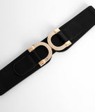 Lucky U Double Buckle Faux Leather Stretch Belt is a trendy pick to create 2023 festival outfits, festival dresses, outfits for concerts or raves, and complete your best party outfits!