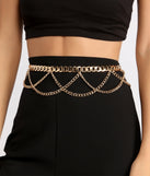 Snake Chain Layered Swag Belt is a trendy pick to create 2023 festival outfits, festival dresses, outfits for concerts or raves, and complete your best party outfits!