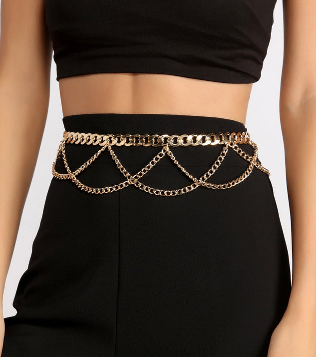 Snake Chain Layered Swag Belt is a trendy pick to create 2023 festival outfits, festival dresses, outfits for concerts or raves, and complete your best party outfits!