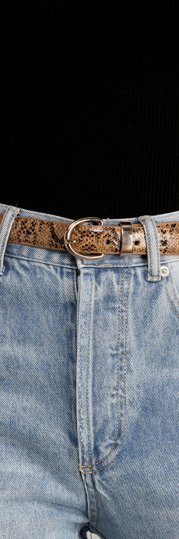 Faux Leather Snake Print Belt