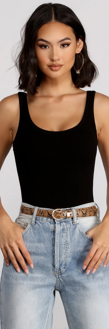 Faux Leather Snake Print Belt