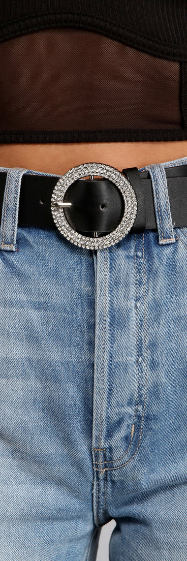Glam Style Rhinestone O-Ring Belt