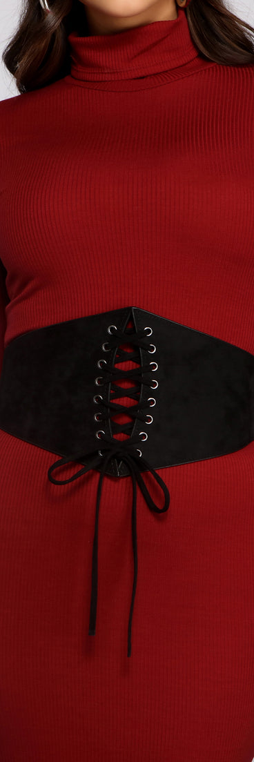 Faux Suede Lace-Up Corset Belt