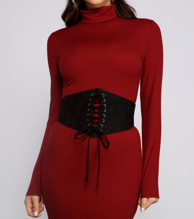 Faux Suede Lace-Up Corset Belt