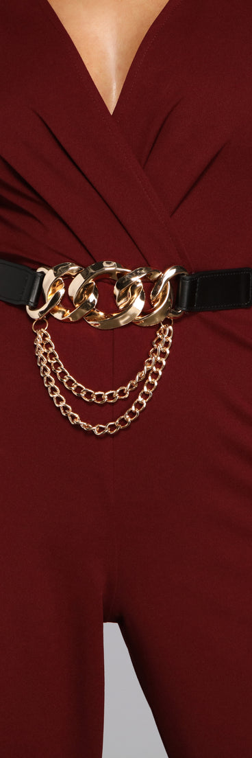 So Extra Chunky Chain Link Faux Leather Belt