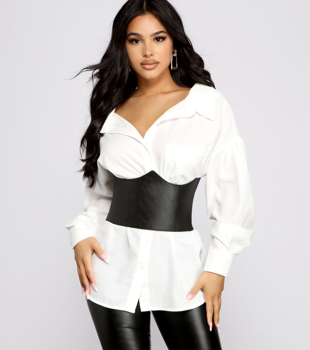 Sleek Faux Leather Corset Belt is a trendy pick to create 2023 festival outfits, festival dresses, outfits for concerts or raves, and complete your best party outfits!
