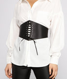 Lace N' Leather Corset Belt is a trendy pick to create 2023 festival outfits, festival dresses, outfits for concerts or raves, and complete your best party outfits!