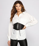 Lace N' Leather Corset Belt is a trendy pick to create 2023 festival outfits, festival dresses, outfits for concerts or raves, and complete your best party outfits!