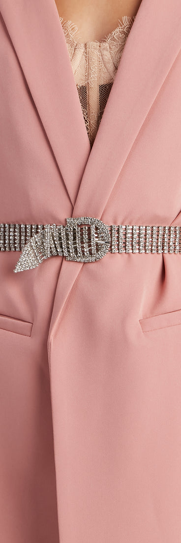 Glow Up Rhinestone D-Buckle Belt