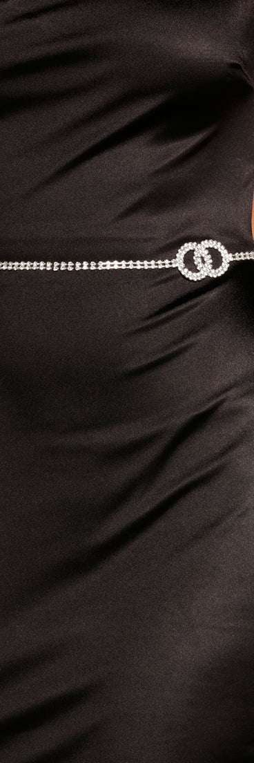 Trendy Double O-Ring Rhinestone Belt is a stunning choice for a bridesmaid dress or maid of honor dress, and to feel beautiful at Homecoming 2023, fall or winter weddings, formals, & military balls!