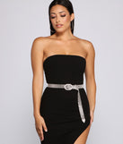 Encircled In Glam Rhinestone Belt is a stunning choice for a bridesmaid dress or maid of honor dress, and to feel beautiful at Homecoming 2023, fall or winter weddings, formals, & military balls!