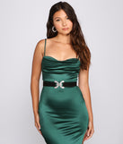 Glamour Girl Rhinestone Faux Leather Belt is a stunning choice for a bridesmaid dress or maid of honor dress, and to feel beautiful at Prom 2023, spring weddings, formals, & military balls!