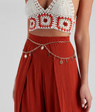 Boho-Chic Celestial Charm Chain Belt is a trendy pick to create 2023 festival outfits, festival dresses, outfits for concerts or raves, and complete your best party outfits!