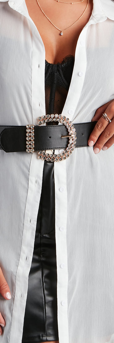 Bling Game Rhinestone Buckle Belt is a trendy pick to create 2023 festival outfits, festival dresses, outfits for concerts or raves, and complete your best party outfits!