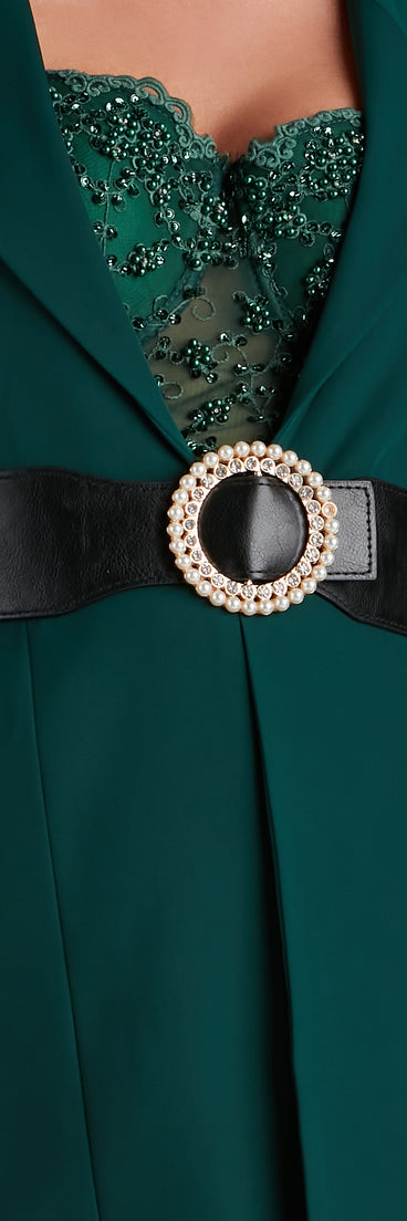 Chic Sparkle Pearl Buckle Belt
