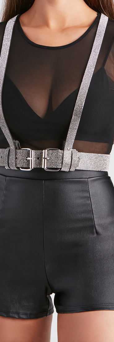 Glam Alert Rhinestone Harness Belt is a fire pick to create 2023 festival outfits, concert dresses, outfits for raves, or to complete your best party outfits or clubwear!