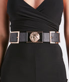Fierce And Fab Lion Pendant Double Buckle Belt