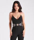 Fierce And Fab Lion Pendant Double Buckle Belt