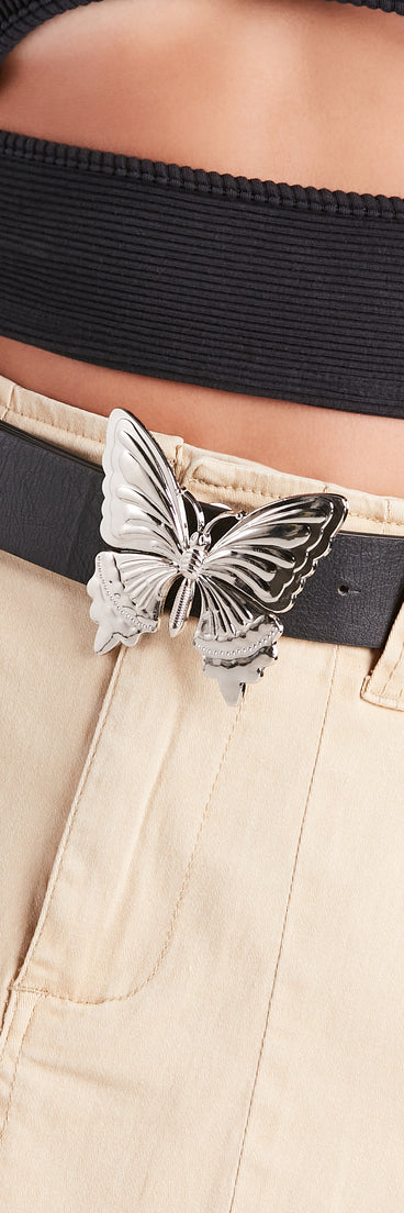 Fab Style Butterfly Buckle Faux Leather Belt