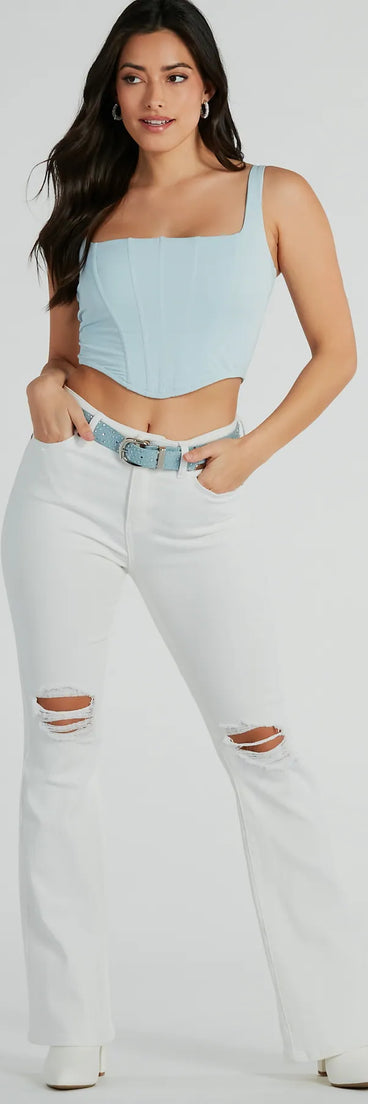 Quite The Vibe Rhinestone Denim Faux Leather Belt