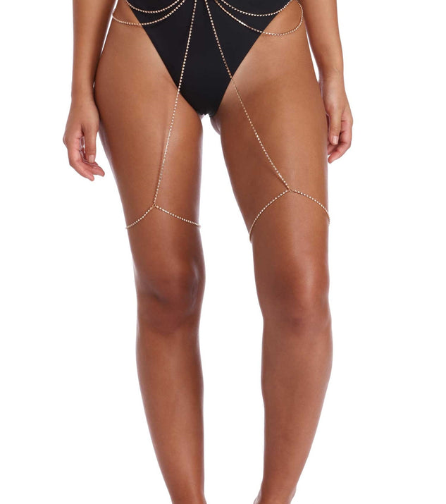 Rhinestone Body Chain And Garter