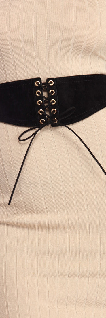 Faux Suede Lace Up Corset