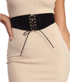 Faux Suede Lace Up Corset