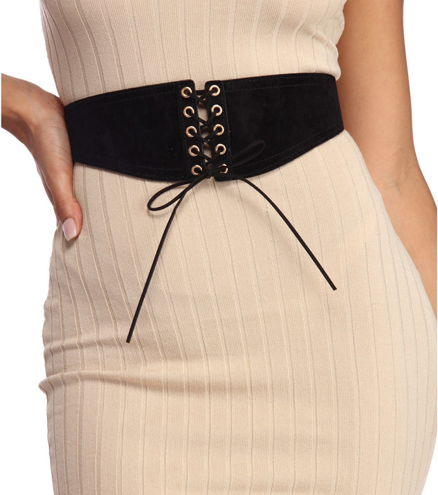 Faux Suede Lace Up Corset