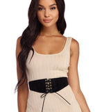 Faux Suede Lace Up Corset