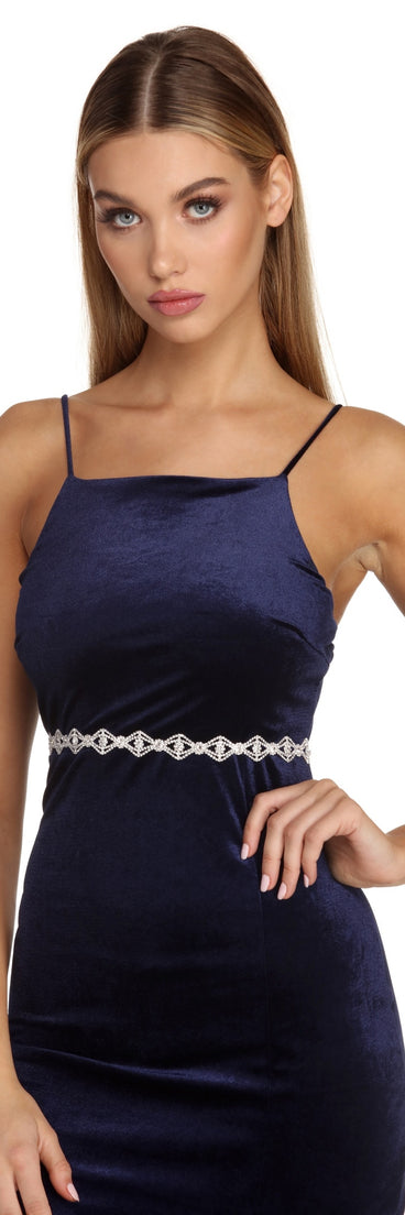 Glam Curved Rhinestone Belt