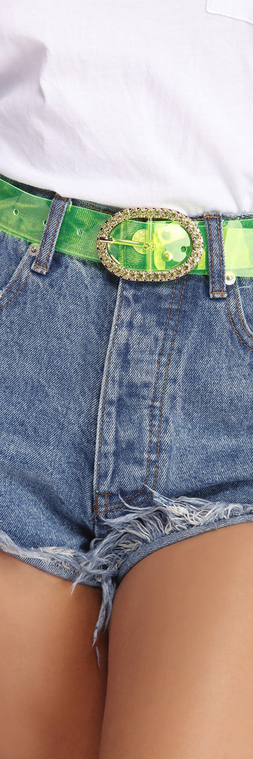 Clearly On Trend Neon Belt for 2022 festival outfits, festival dress, outfits for raves, concert outfits, and/or club outfits