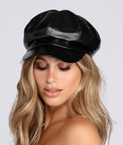 Faux Leather Cabby Hat is a trendy pick to create 2023 festival outfits, festival dresses, outfits for concerts or raves, and complete your best party outfits!