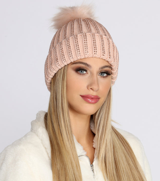 Full On Shine Knit Pom Beanie