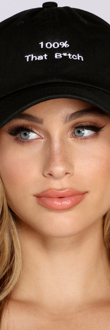 100% That B Script Cap is a trendy pick to create 2023 festival outfits, festival dresses, outfits for concerts or raves, and complete your best party outfits!