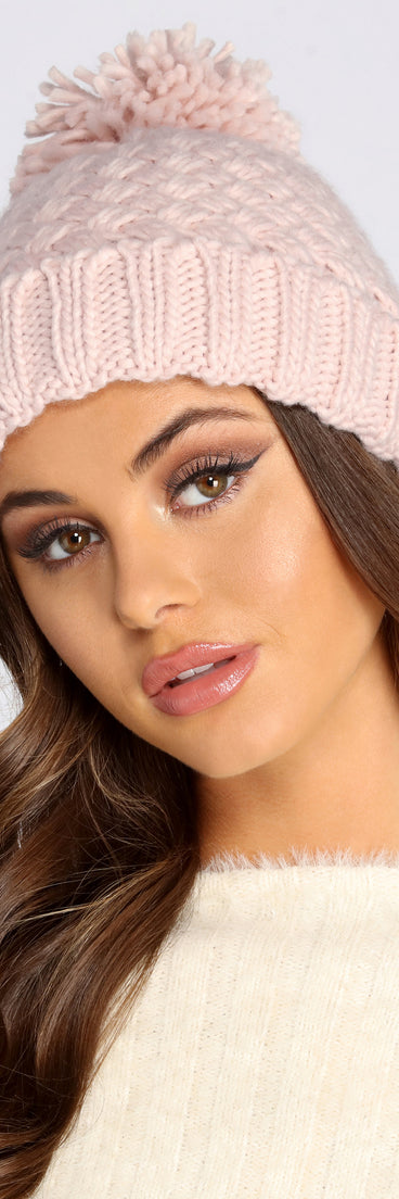 Snow Angel Pom Pom Knit Beanie