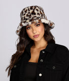 Fur Leopard Bucket Hat for 2022 festival outfits, festival dress, outfits for raves, concert outfits, and/or club outfits