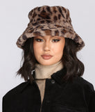 Faux Fur Leopard Bucket Hat for 2022 festival outfits, festival dress, outfits for raves, concert outfits, and/or club outfits