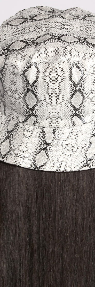 Faux Leather Reversible Snake Print Buckle Hat for 2022 festival outfits, festival dress, outfits for raves, concert outfits, and/or club outfits