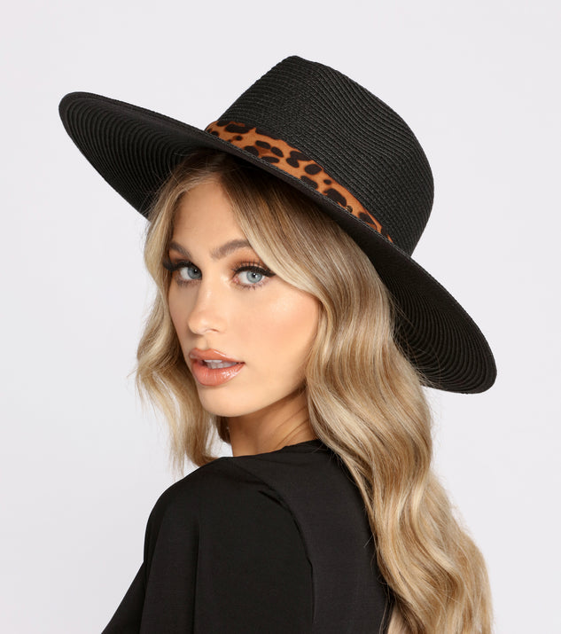 A Touch Of Leopard Straw Panama Hat is a trendy pick to create 2023 festival outfits, festival dresses, outfits for concerts or raves, and complete your best party outfits!