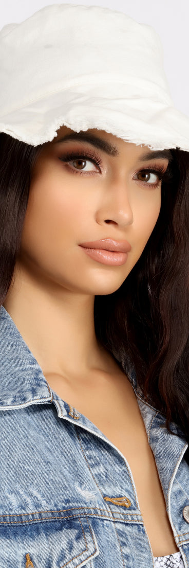 Staying Beach side Frayed Bucket Hat