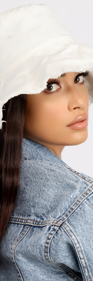 Staying Beach side Frayed Bucket Hat