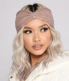 Soft Glam Rhinestone Bow Front Knit Headband