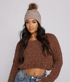Basic Cable Knit Pom Pom Beanie