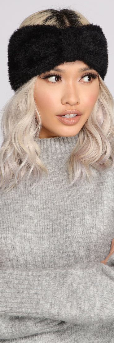 Fuzzy Faux Fur Bow Front Headband