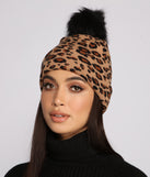 Leopard Print Pom Pom Beanie