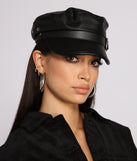 Faux Leather Cabby Hat