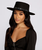 Rhinestone Greek Key Boater Hat is a trendy pick to create 2023 festival outfits, festival dresses, outfits for concerts or raves, and complete your best party outfits!